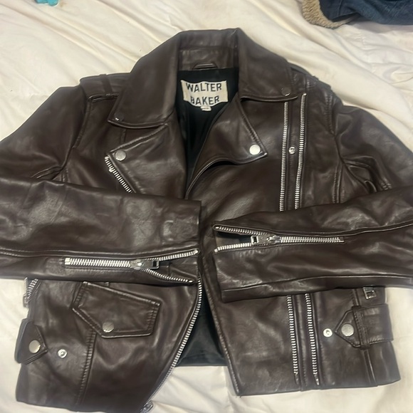 Walter Baker Jules Jacket Biker Moto Lambs Leather Chocolate Size XS orig. $695 - Picture 1 of 4